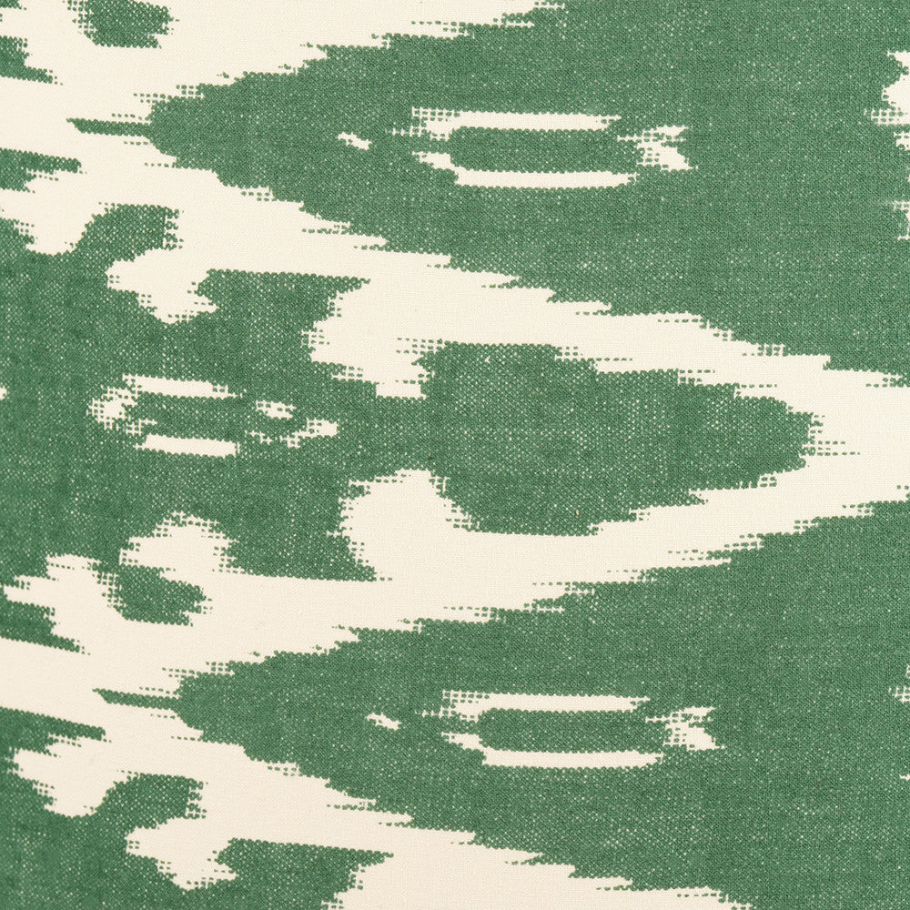 Pembury Brown Wash Turned Wood Table Lamp Base with Lars 30cm Racing Green Ikat Patterned Cylinder Lampshade