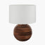 Pembury Brown Wash Turned Wood Table Lamp Base with Lino 30cm White Self Lined Linen Cylinder Lampshade