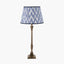 Canterbury Antique Brass Metal Table Lamp Base with Kamilah 40cm Blue Chevron Patterned Mushroom Pleat Tapered Lamp Shade