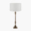 Canterbury Antique Brass Metal Table Lamp Base with Lino 40cm White Self Lined Linen Cylinder Lampshade