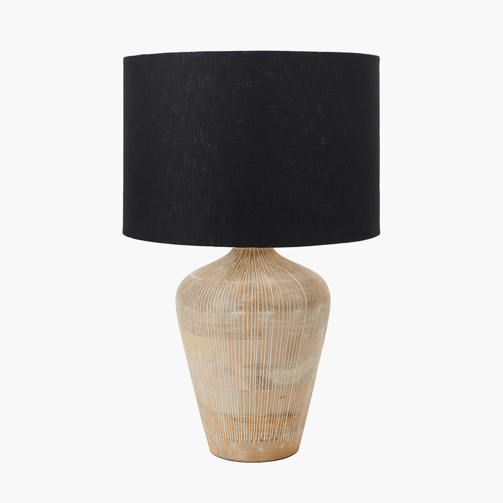 Taika White Wash Textured Wood Table Lamp