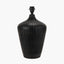 Taika Antique Black Textured Wood Table Lamp Base with Lino 40cm Cinnamon Self Lined Linen Cylinder Lampshade