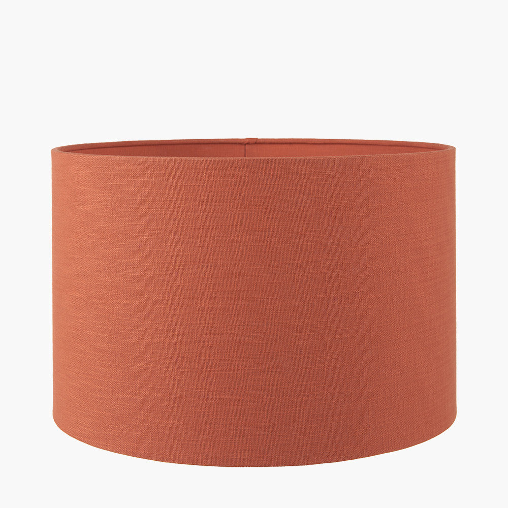 Taika Antique Black Textured Wood Table Lamp Base with Lino 40cm Cinnamon Self Lined Linen Cylinder Lampshade