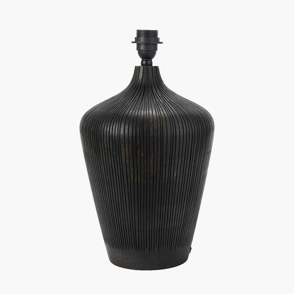 Taika Antique Black Textured Wood Table Lamp