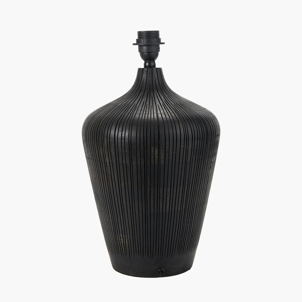 Taika Antique Black Textured Wood Table Lamp