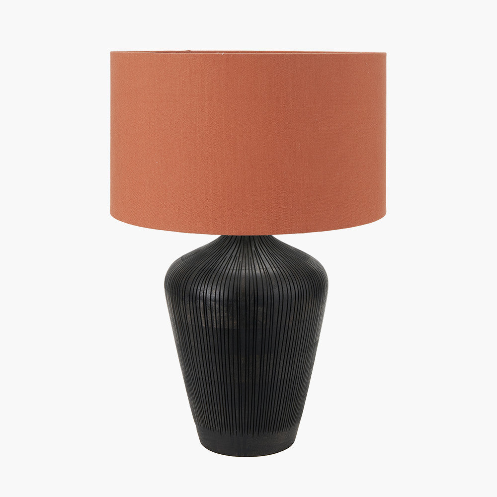 Taika Antique Black Textured Wood Table Lamp