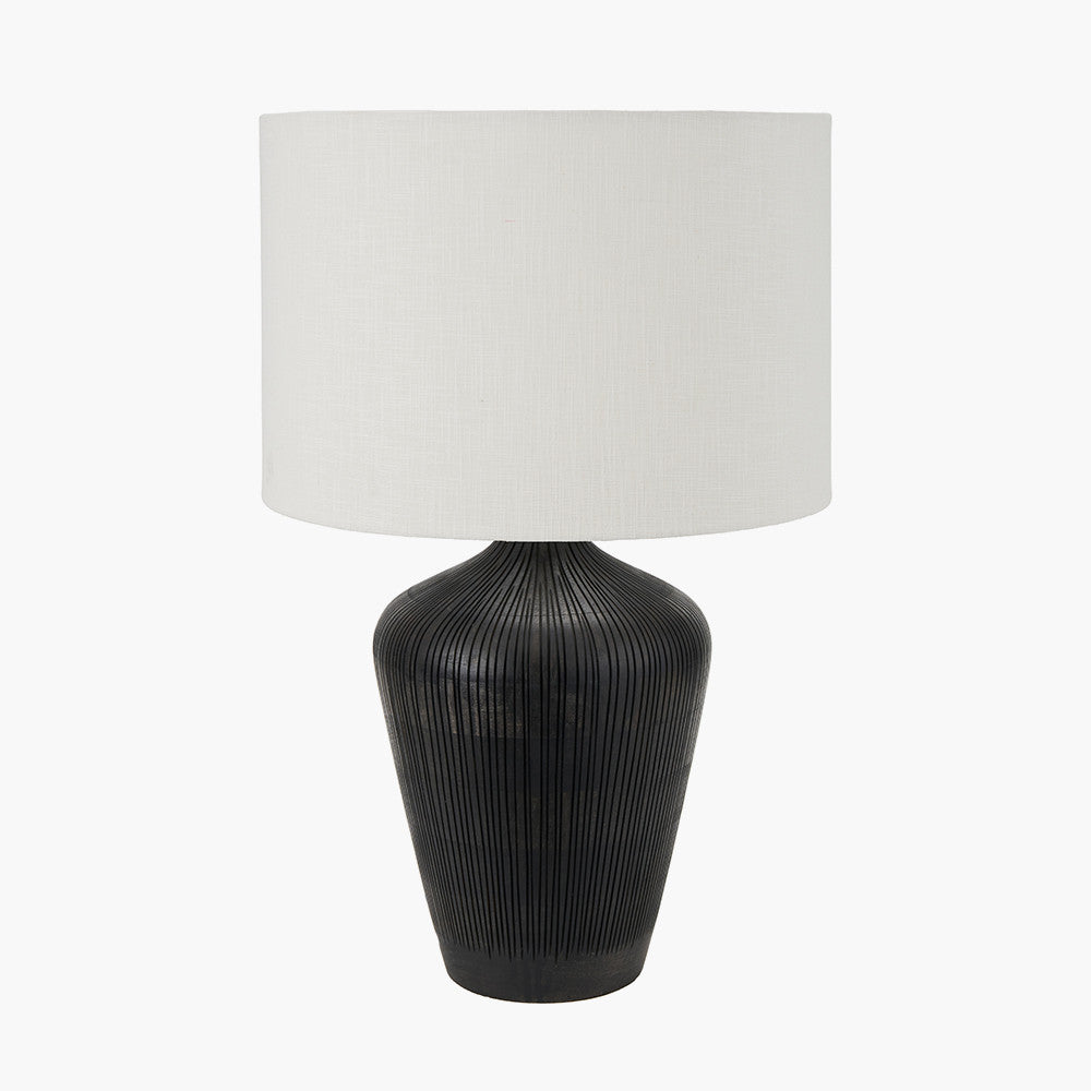 Taika Antique Black Textured Wood Table Lamp
