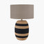 Kalutara Black and Natural Sea Grass Tall Table Lamp Base with Edward 40cm Natural Linen Cylinder Lampshade