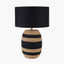 Kalutara Black and Natural Sea Grass Tall Table Lamp Base with Lino 40cm Black Self Lined Linen Cylinder Lampshade