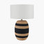 Kalutara Black and Natural Sea Grass Tall Table Lamp Base with Lino 40cm White Self Lined Linen Cylinder Lampshade