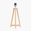 Whitby Natural Wood Tapered 4 Post Table Lamp Base with Lino 35cm Black Self Lined Linen Cylinder Lampshade
