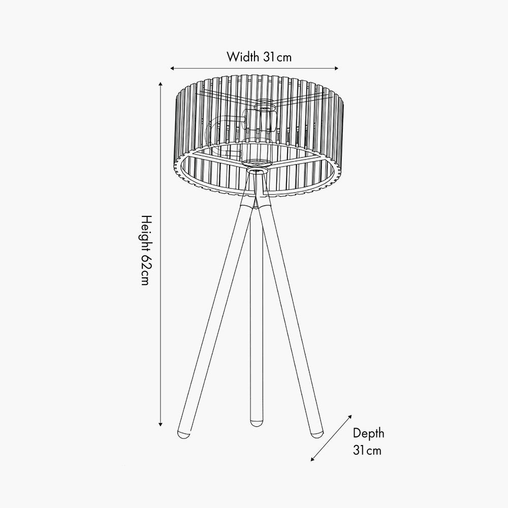 Rabanne Slatted Black Wood Tripod Table Lamp