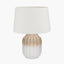 Amalia Natural Ombre Textured Stoneware Table Lamp Base with Winston 30cm White Handloom Tapered Lampshade