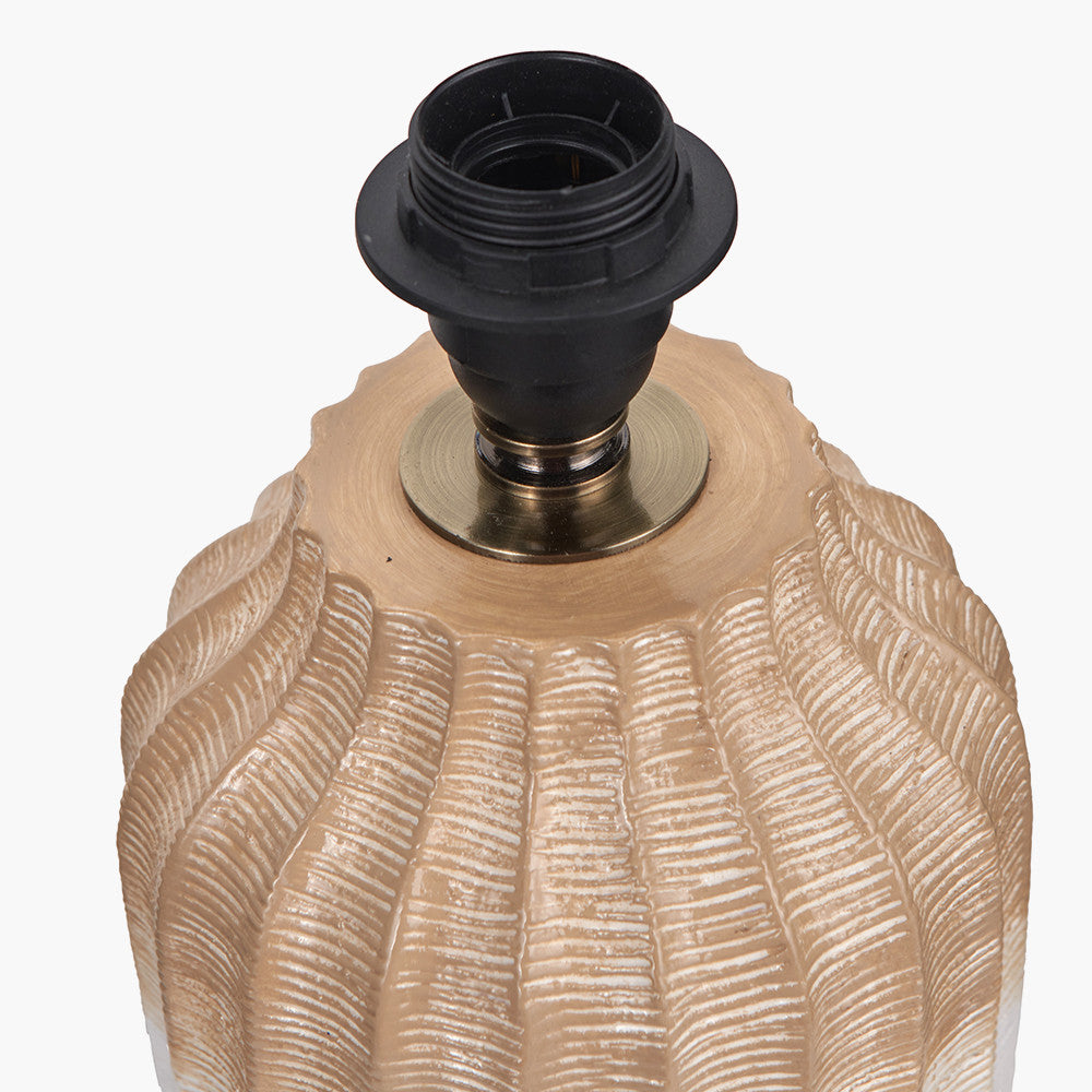 Amalia Natural Ombre Textured Stoneware Table Lamp Base with Winston 30cm White Handloom Tapered Lampshade
