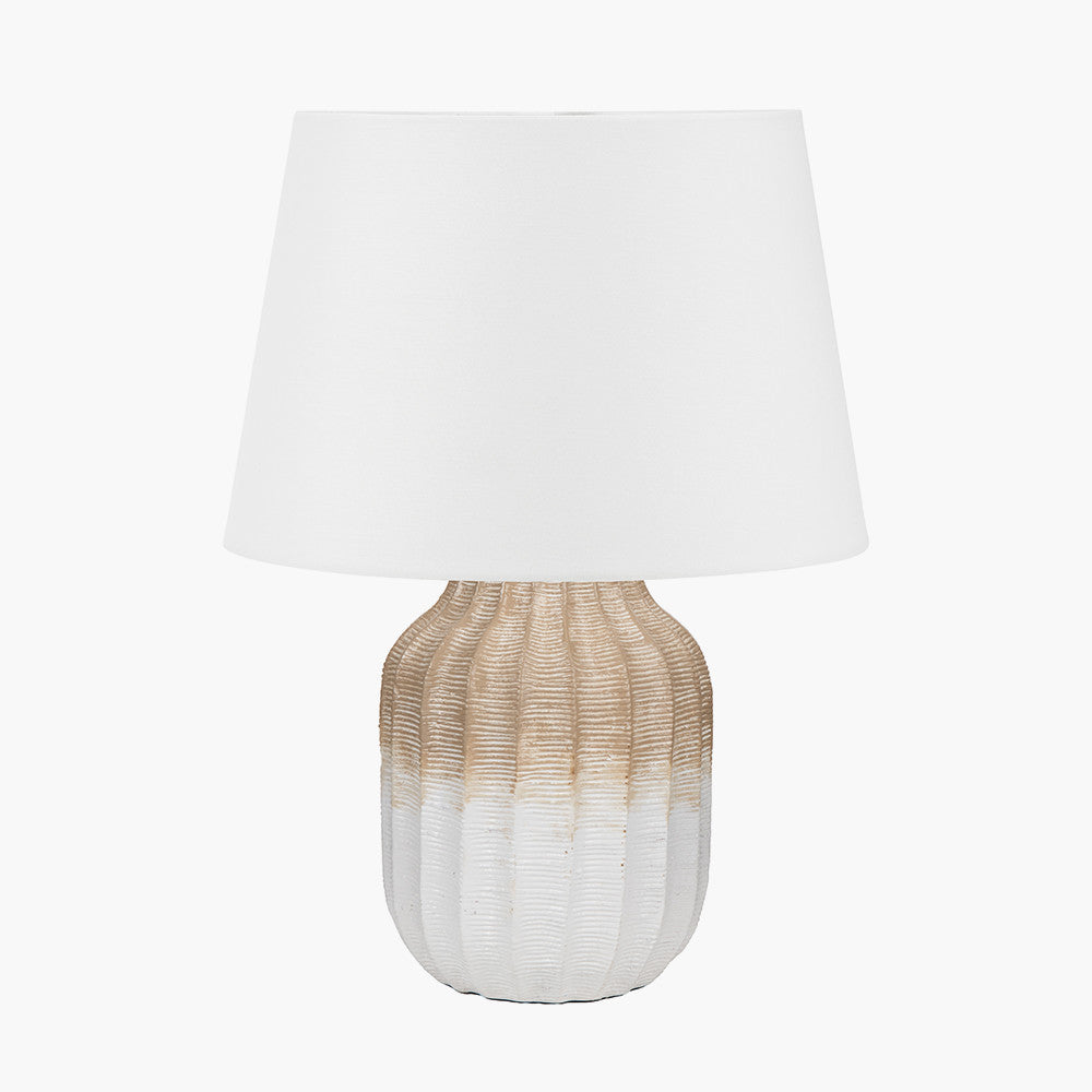 Amalia Natural Ombre Textured Stoneware Table Lamp Base with Adelaide 30cm Ivory Tapered Cotton Mix Lampshade