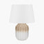 Amalia Natural Ombre Textured Stoneware Table Lamp Base with Adelaide 30cm Ivory Tapered Cotton Mix Lampshade