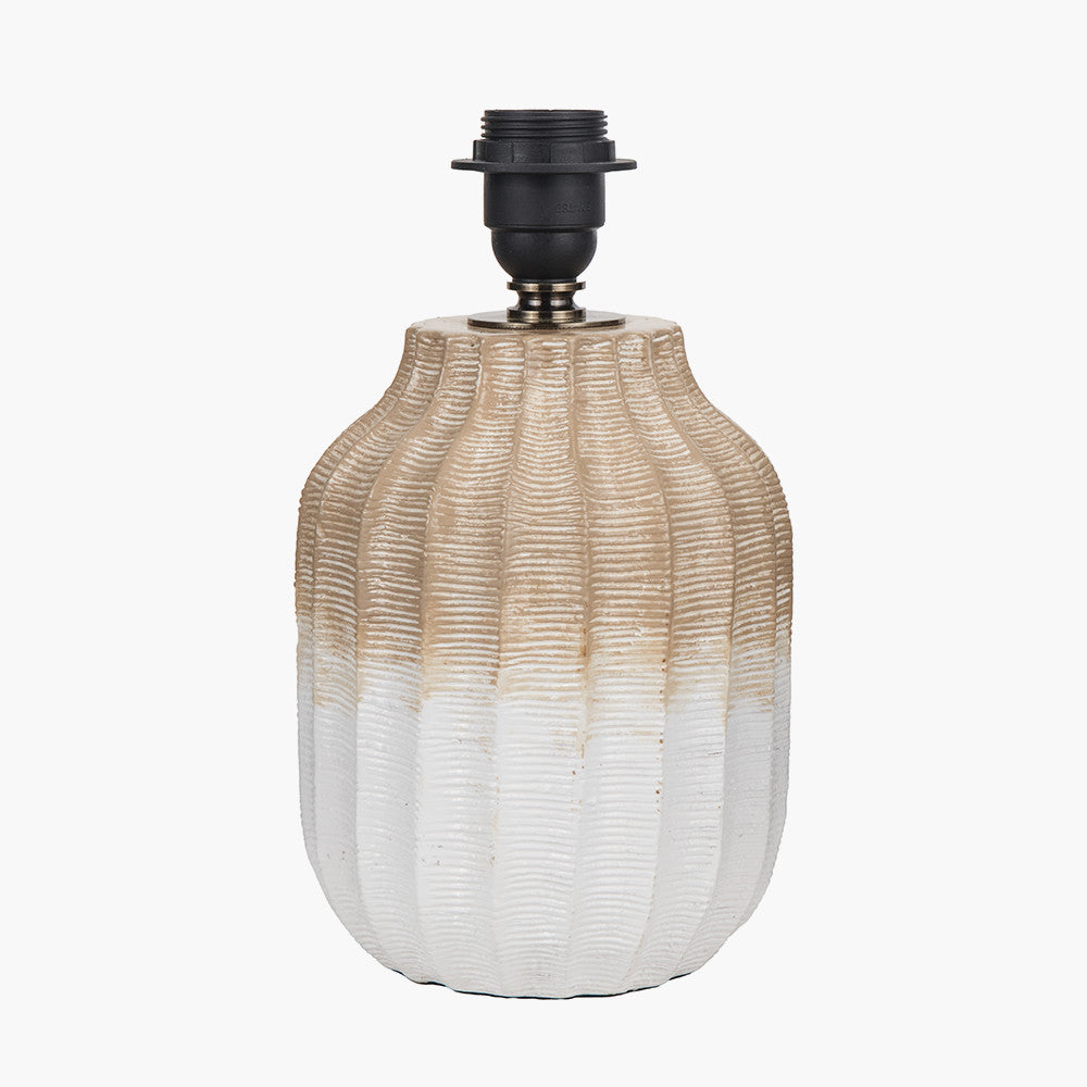 Amalia Natural Ombre Textured Stoneware Table Lamp Base with Adelaide 30cm Ivory Tapered Cotton Mix Lampshade