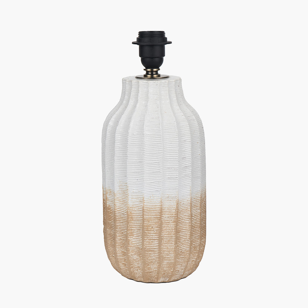 Amalia Natural Ombre Textured Stoneware Tall Table Lamp Base with Adelaide 35cm Ivory Tapered Cotton Mix Lampshade