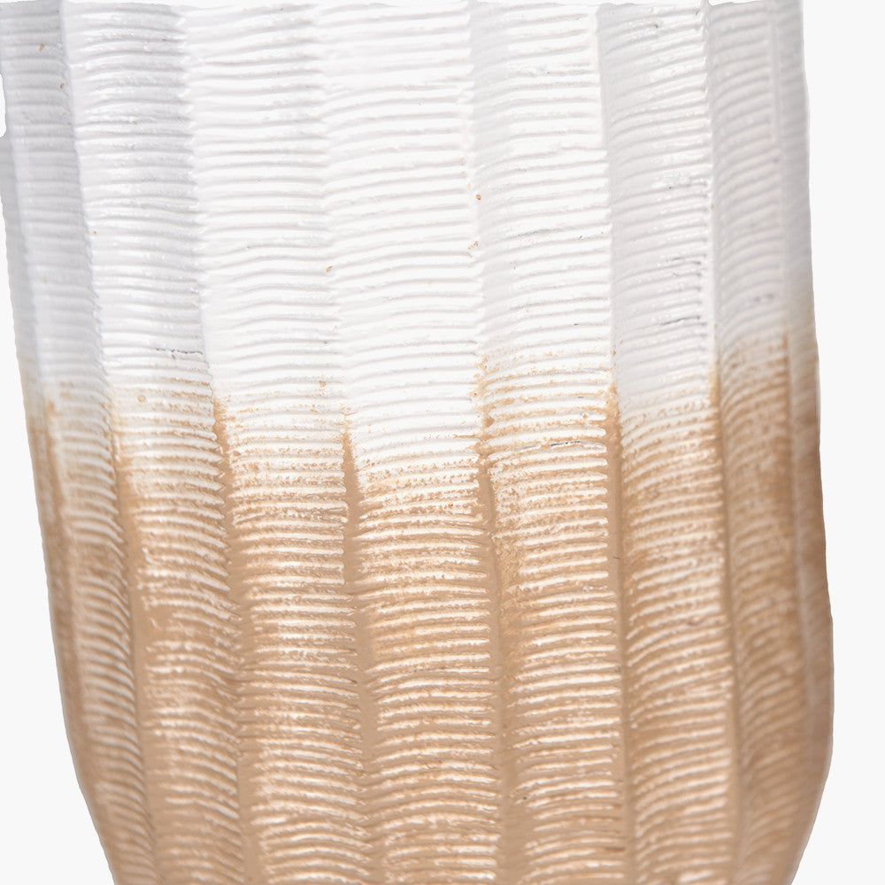 Amalia Natural Ombre Textured Stoneware Tall Table Lamp Base with Harry 35cm Ivory Cotton Mix Cylinder Lampshade