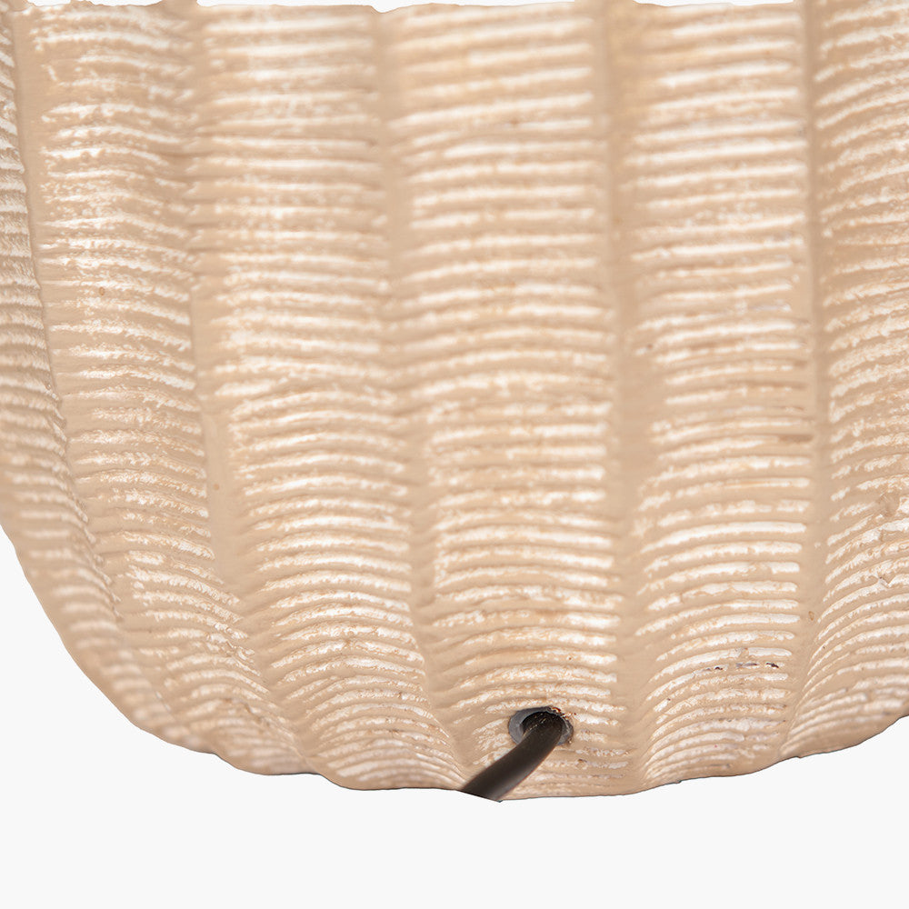 Amalia Natural Ombre Textured Stoneware Tall Table Lamp Base with Harry 35cm Ivory Cotton Mix Cylinder Lampshade