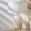 Amalia Natural Ombre Textured Stoneware Tall Table Lamp Base with Harry 35cm Ivory Cotton Mix Cylinder Lampshade