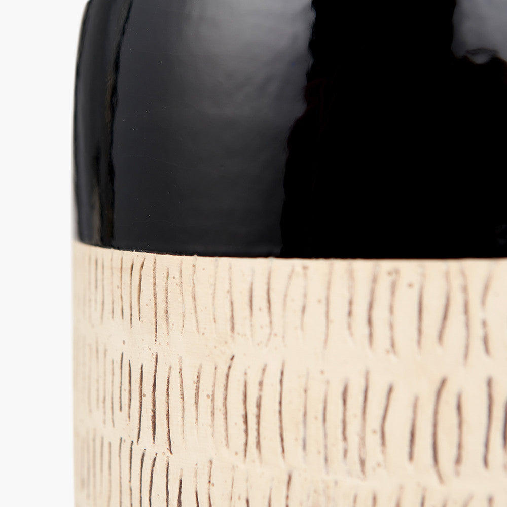 Lotta Black and Natural Stoneware Table Lamp Base
