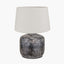 Vulcan Textured Volcanic Effect Grey Small Stoneware Table Lamp Base with Winston 30cm White Handloom Tapered Lampshade