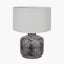 Vulcan Textured Volcanic Effect Grey Small Stoneware Table Lamp Base with Harry 30cm Ivory Cotton Mix Cylinder Lampshade