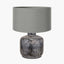 Vulcan Textured Volcanic Effect Grey Small Stoneware Table Lamp Base with Harry 30cm Steel Grey Cotton Mix Cylinder Lampshade