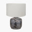 Vulcan Textured Volcanic Effect Grey Small Stoneware Table Lamp Base with Henry 30cm White Handloom Cylinder Lampshade