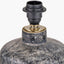 Vulcan Textured Volcanic Effect Grey Small Stoneware Table Lamp Base with Henry 30cm White Handloom Cylinder Lampshade