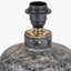 Vulcan Textured Volcanic Effect Grey Small Stoneware Table Lamp Base with Milos 30cm Natural Linen Tapered Lampshade