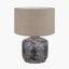Vulcan Textured Volcanic Effect Grey Small Stoneware Table Lamp Base with Edward 30cm Natural Linen Cylinder Lampshade