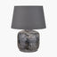 Vulcan Textured Volcanic Effect Grey Small Stoneware Table Lamp Base with Lys 30cm Steel Grey Self Lined Linen Tapered Lampshade
