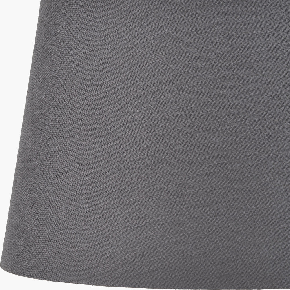 Vulcan Textured Volcanic Effect Grey Small Stoneware Table Lamp Base with Lys 30cm Steel Grey Self Lined Linen Tapered Lampshade