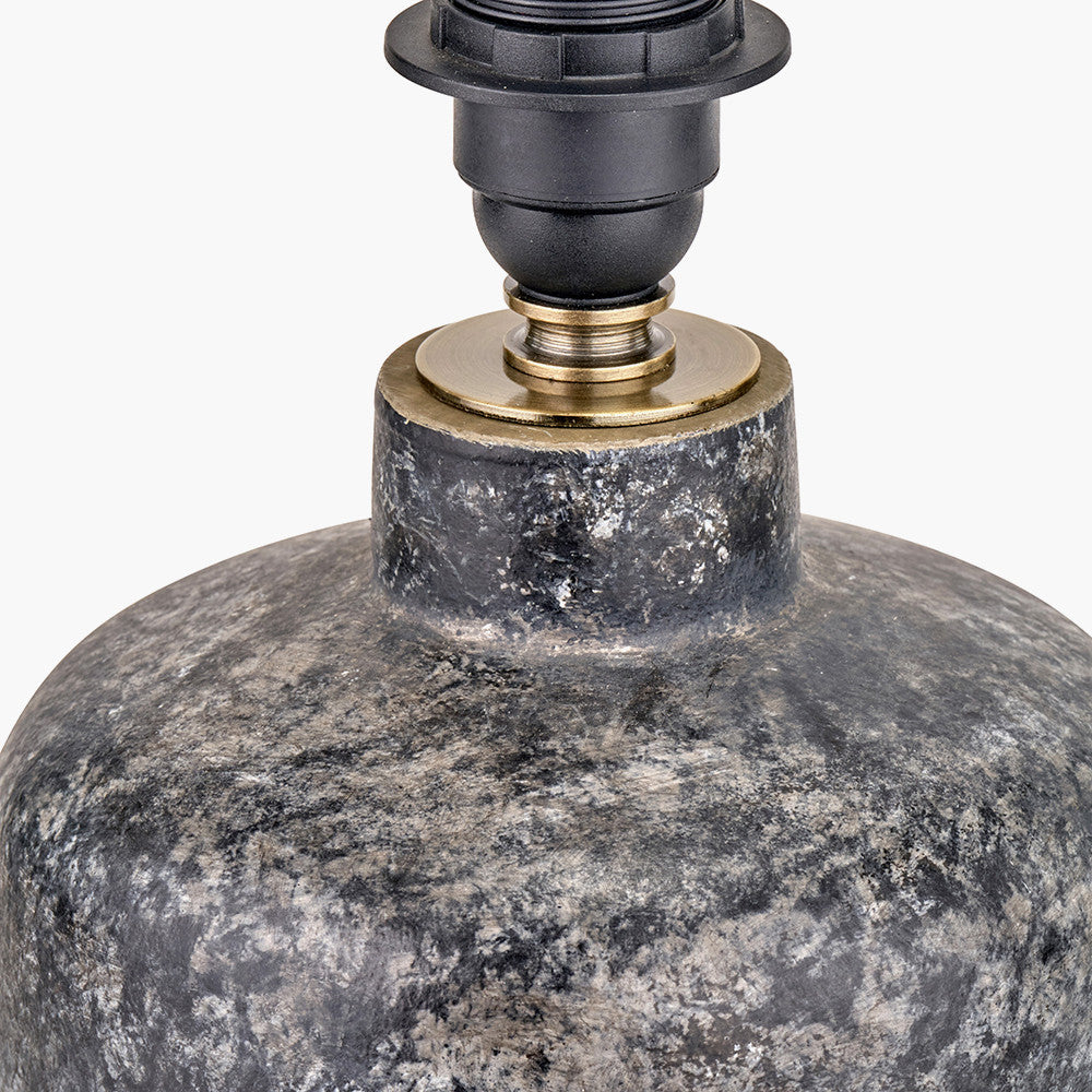 Vulcan Textured Volcanic Effect Grey Small Stoneware Table Lamp Base with Coast 30cm Cream Calico Tapered Lampshade
