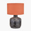 Vulcan Textured Volcanic Effect Grey Small Stoneware Table Lamp Base with Lino 25cm Cinnamon Self Lined Linen Cylinder Lampshade