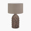 Kali Textured Dot Grey Stoneware Table Lamp Base with Edward 30cm Natural Linen Cylinder Lampshade