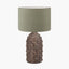 Kali Textured Dot Grey Stoneware Table Lamp Base with Edward 30cm Pistachio Green Linen Cylinder Lampshade