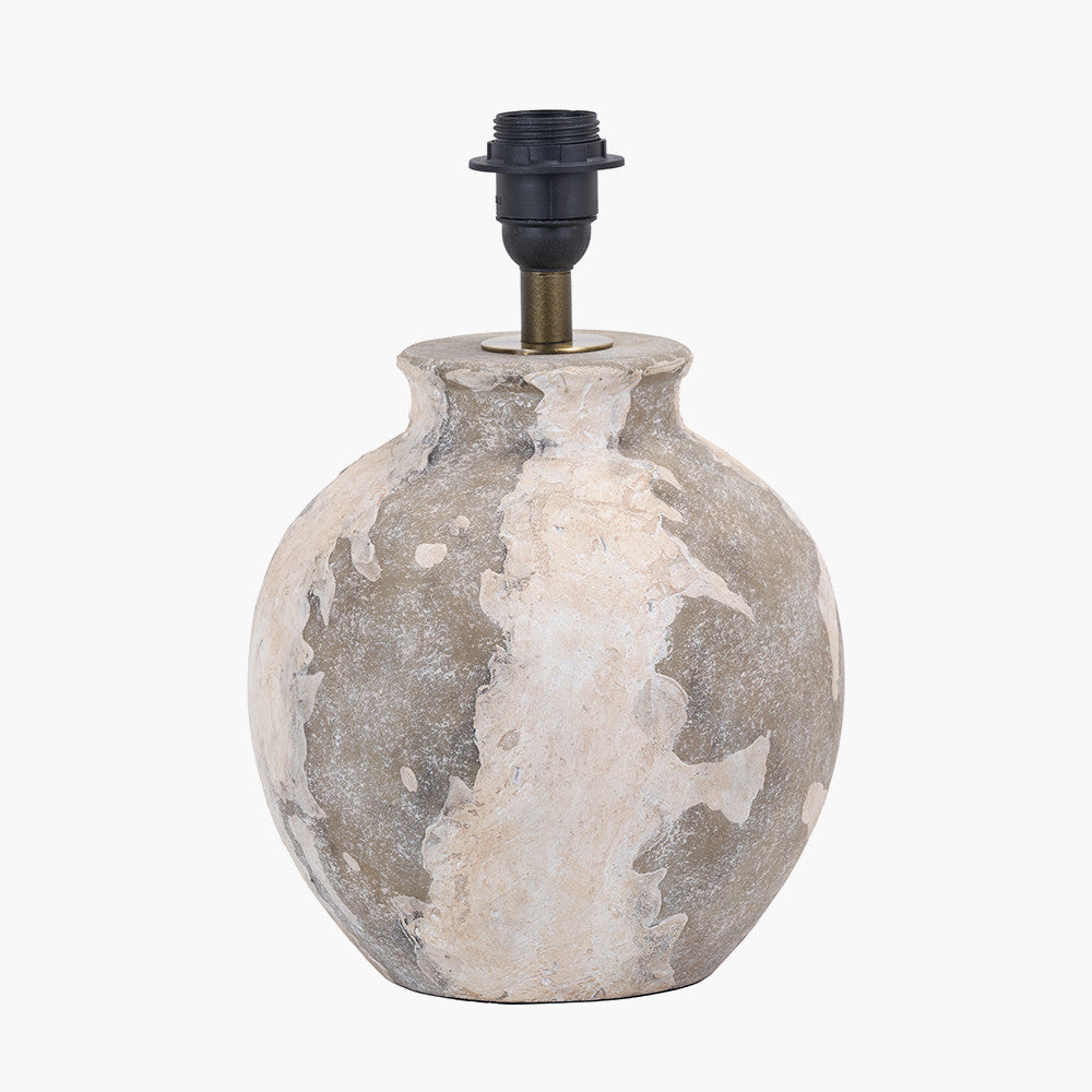Lulia Antique Finish Stoneware Table Lamp Base with Milos 35cm Natural Linen Tapered Lampshade