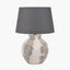 Lulia Antique Finish Stoneware Table Lamp Base with Lys 35cm Steel Grey Self Lined Linen Tapered Lampshade