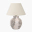 Lulia Antique Finish Stoneware Table Lamp Base with Seychelles 40cm Cream Slubby Cotton Empire Lampshade