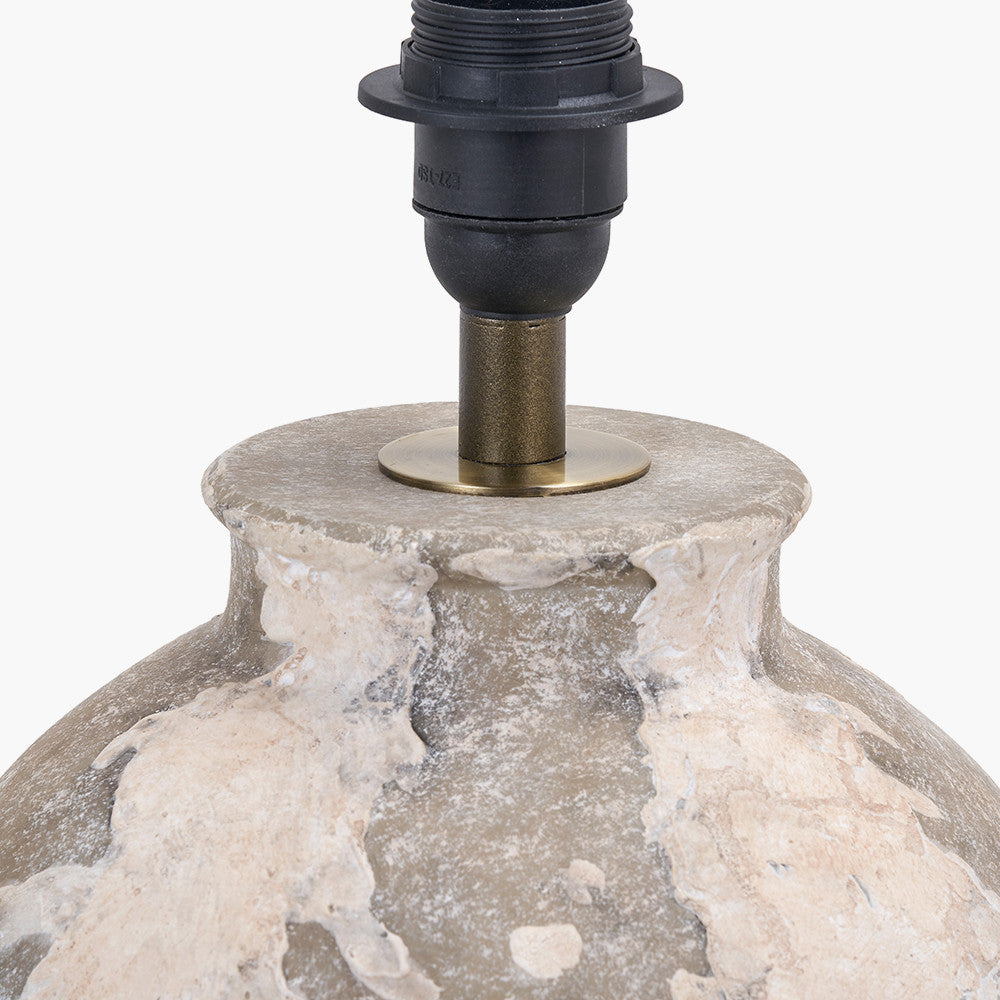 Lulia Antique Finish Stoneware Table Lamp Base with Coast 35cm Cream Calico Tapered Lampshade