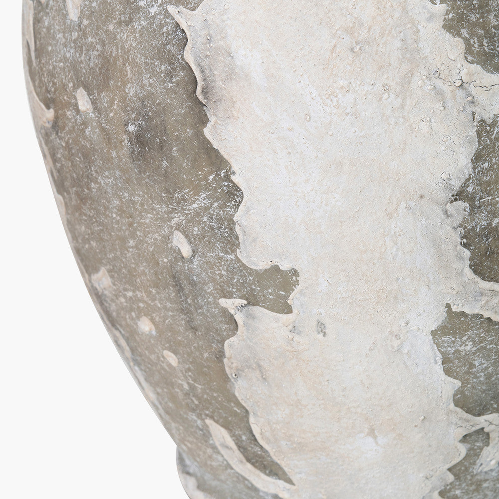 Lulia Antique Finish Stoneware Urn Table Lamp Base with Edward 45cm Natural Linen Cylinder Lampshade