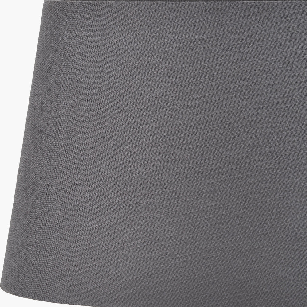 Lulia Antique Finish Stoneware Urn Table Lamp Base with Lys 45cm Steel Grey Self Lined Linen Tapered Lampshade