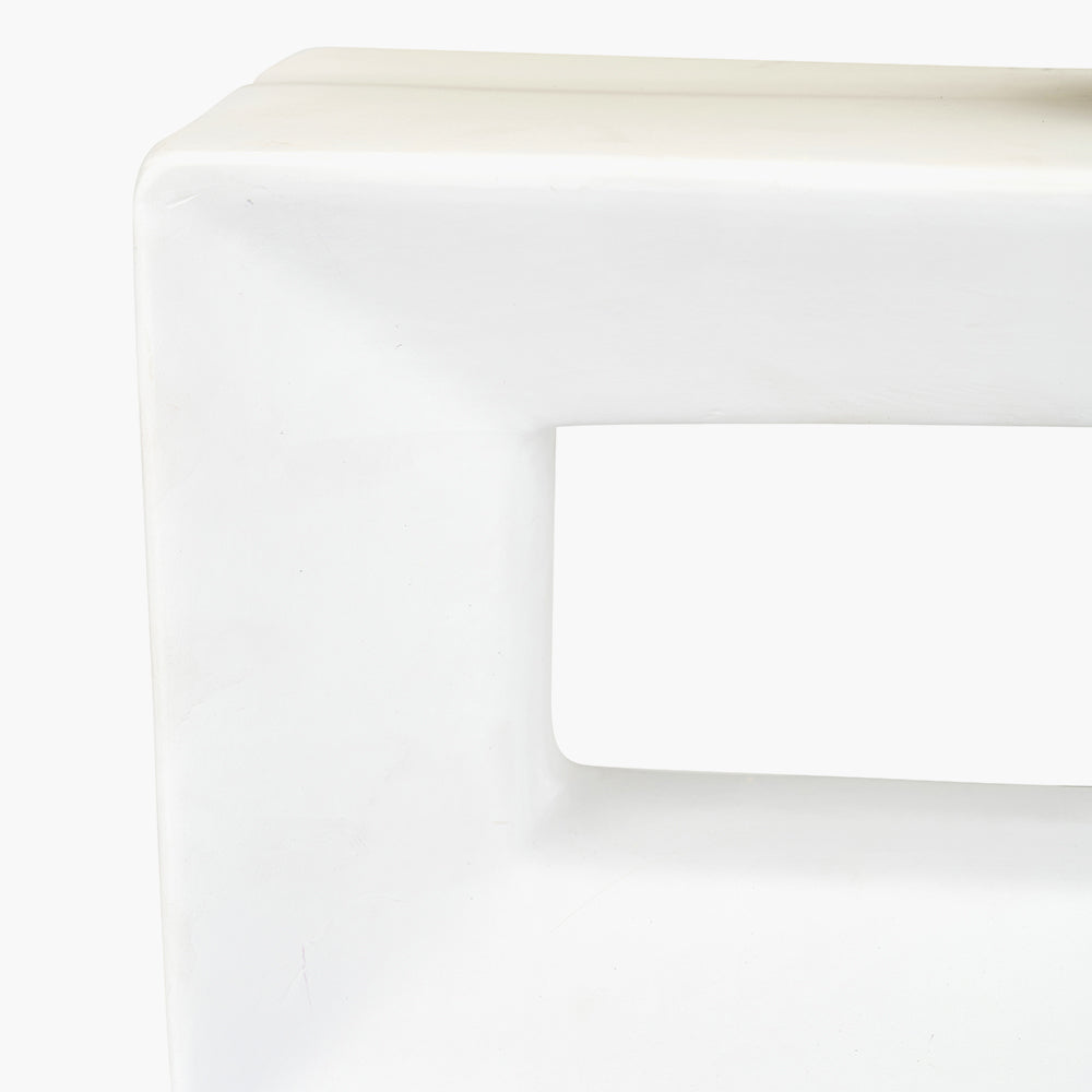 Block White Ceramic Rectangular Table Lamp