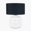 Serenity White Bobbled Ceramic Large Table Lamp Base with Harry 40cm Black Cotton Mix Cylinder Lampshade