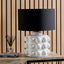 Serenity White Bobbled Ceramic Large Table Lamp Base with Harry 40cm Black Cotton Mix Cylinder Lampshade