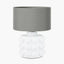 Serenity White Bobbled Ceramic Large Table Lamp Base with Harry 40cm Steel Grey Cotton Mix Cylinder Lampshade