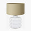 Serenity White Bobbled Ceramic Large Table Lamp Base with Harry 40cm Taupe Cotton Mix Cylinder Lampshade